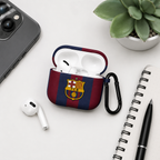 Blue Red Striped Earphone Case, Soccer Fan Inspired Protective Earbuds Cover, Sport Style Earphone Case with Clip
