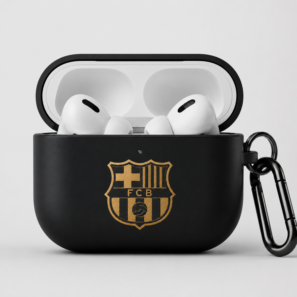 Black Gold Soccer Inspired Earphone Case, Protective Earbuds Cover with Clip, Sport Fan Style Earphone Case
