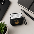Black Gold Soccer Inspired Earphone Case, Protective Earbuds Cover with Clip, Sport Fan Style Earphone Case