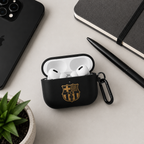 Black Gold Soccer Inspired Earphone Case, Protective Earbuds Cover with Clip, Sport Fan Style Earphone Case