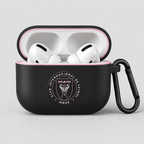 Black Pink Soccer Inspired Earphone Case, Protective Earbuds Cover with Clip, Miami Style Sport Fan Earphone Case