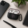 Black Pink Soccer Inspired Earphone Case, Protective Earbuds Cover with Clip, Miami Style Sport Fan Earphone Case