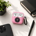 Pink Soccer Inspired Earphone Case, Protective Earbuds Cover with Clip, Cute Miami Style Sport Fan Earphone Case
