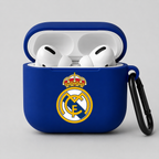 Blue Madrid-Inspired Soccer Earphone Case, Protective Earbuds Cover with Clip, Sport Fan Earphone Case