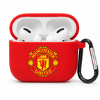 Red Manchester-Inspired Soccer Earphone Case, Protective Earbuds Cover with Clip, Football Fan Tech Accessory