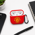 Red Manchester-Inspired Soccer Earphone Case, Protective Earbuds Cover with Clip, Football Fan Tech Accessory