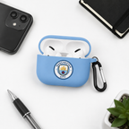 Light Blue Manchester-Inspired Soccer Earphone Case, Protective Earbuds Cover with Clip, Football Fan Tech Accessory