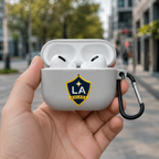 Gray Los Angeles-Inspired Soccer Earphone Case, Protective Earbuds Cover with Clip, Football Fan Tech Accessory