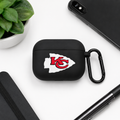 Black Arrowhead Football-Inspired Earphone Case, Protective Earbuds Cover with Clip, Red Sports Fan Tech Accessory