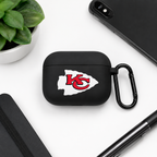 Black Arrowhead Football-Inspired Earphone Case, Protective Earbuds Cover with Clip, Red Sports Fan Tech Accessory