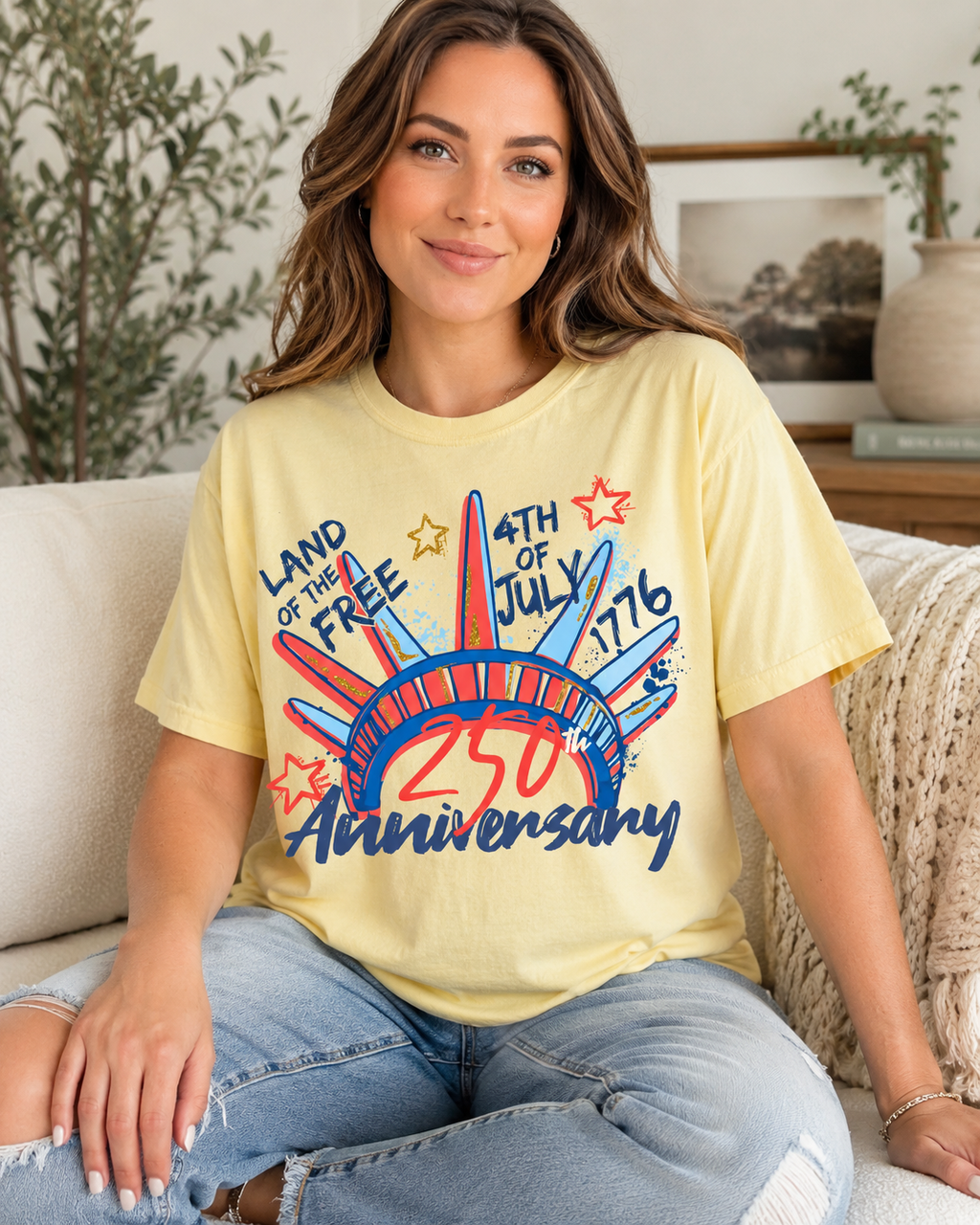 Liberty Crown 250th Anniversary Graphic T-Shirt, 4th of July Patriotic Tee, Unisex USA Celebration Shirt