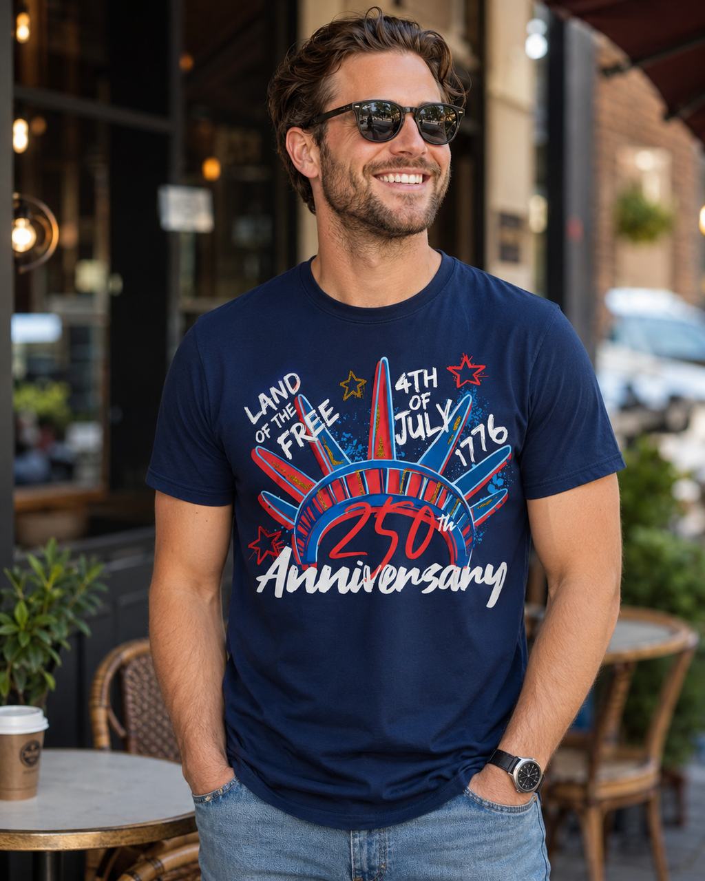 Liberty Crown 250th Anniversary Graphic T-Shirt, 4th of July Patriotic Tee, Unisex USA Celebration Shirt