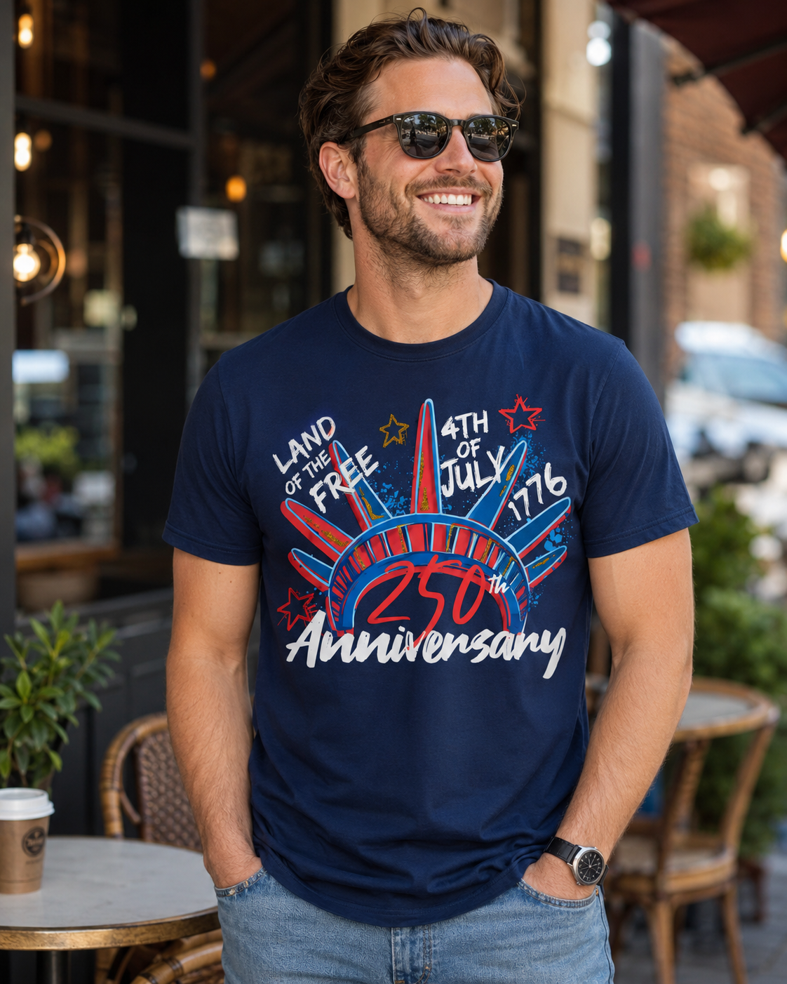 Liberty Crown 250th Anniversary Graphic T-Shirt, 4th of July Patriotic Tee, Unisex USA Celebration Shirt