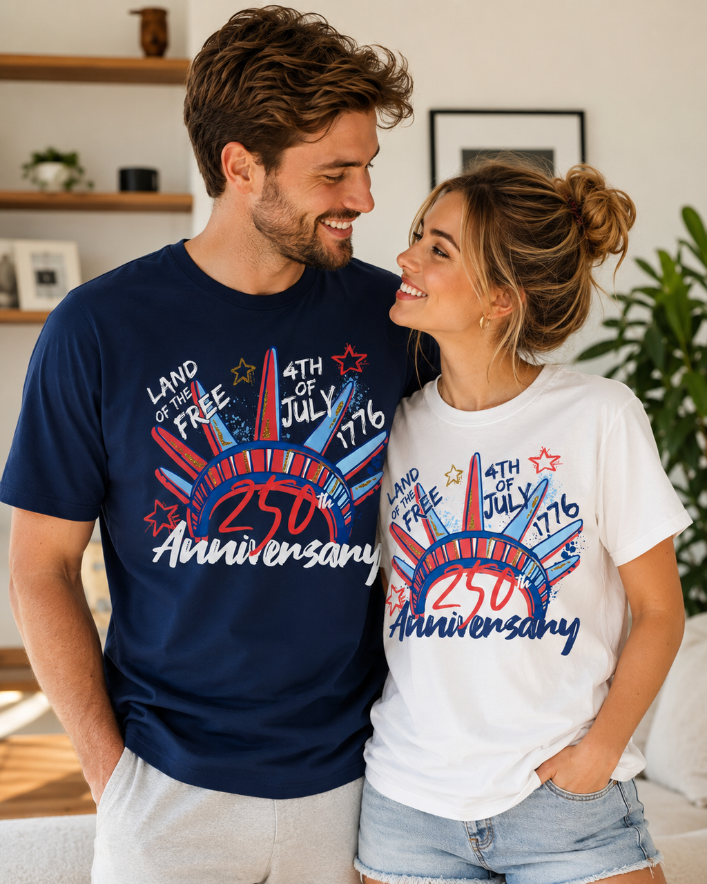 Liberty Crown 250th Anniversary Graphic T-Shirt, 4th of July Patriotic Tee, Unisex USA Celebration Shirt