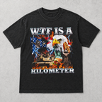 Bold Americana Humor Graphic T-Shirt, WTF Is A Kilometer Tee, Unisex Patriotic Eagle Shirt