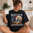 Bold Americana Humor Graphic T-Shirt, WTF Is A Kilometer Tee, Unisex Patriotic Eagle Shirt