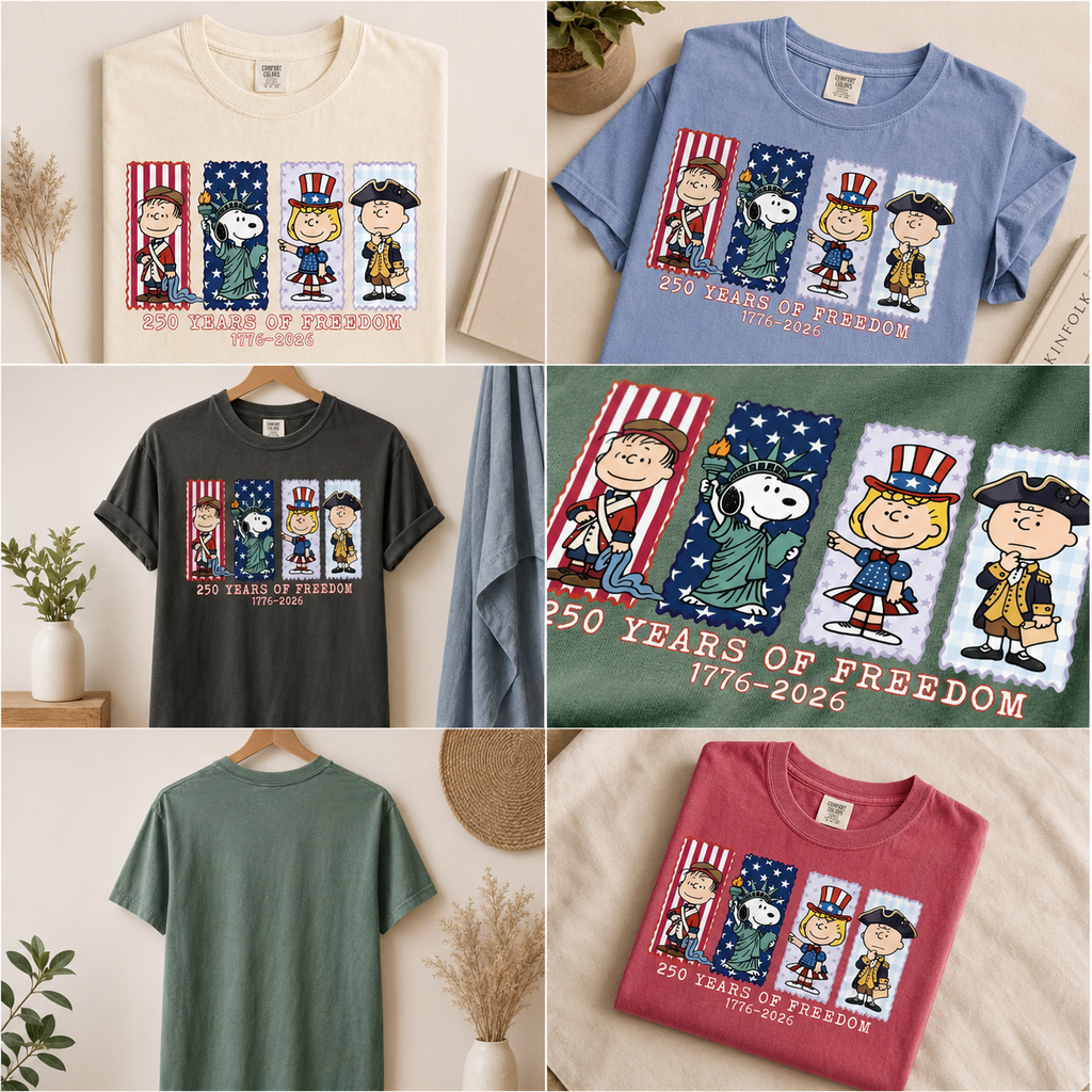 Patriotic 250 Years of Freedom Graphic T-Shirt, Vintage Americana Celebration Tee