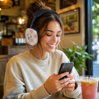 Cute Pink Plaid Earbuds Case