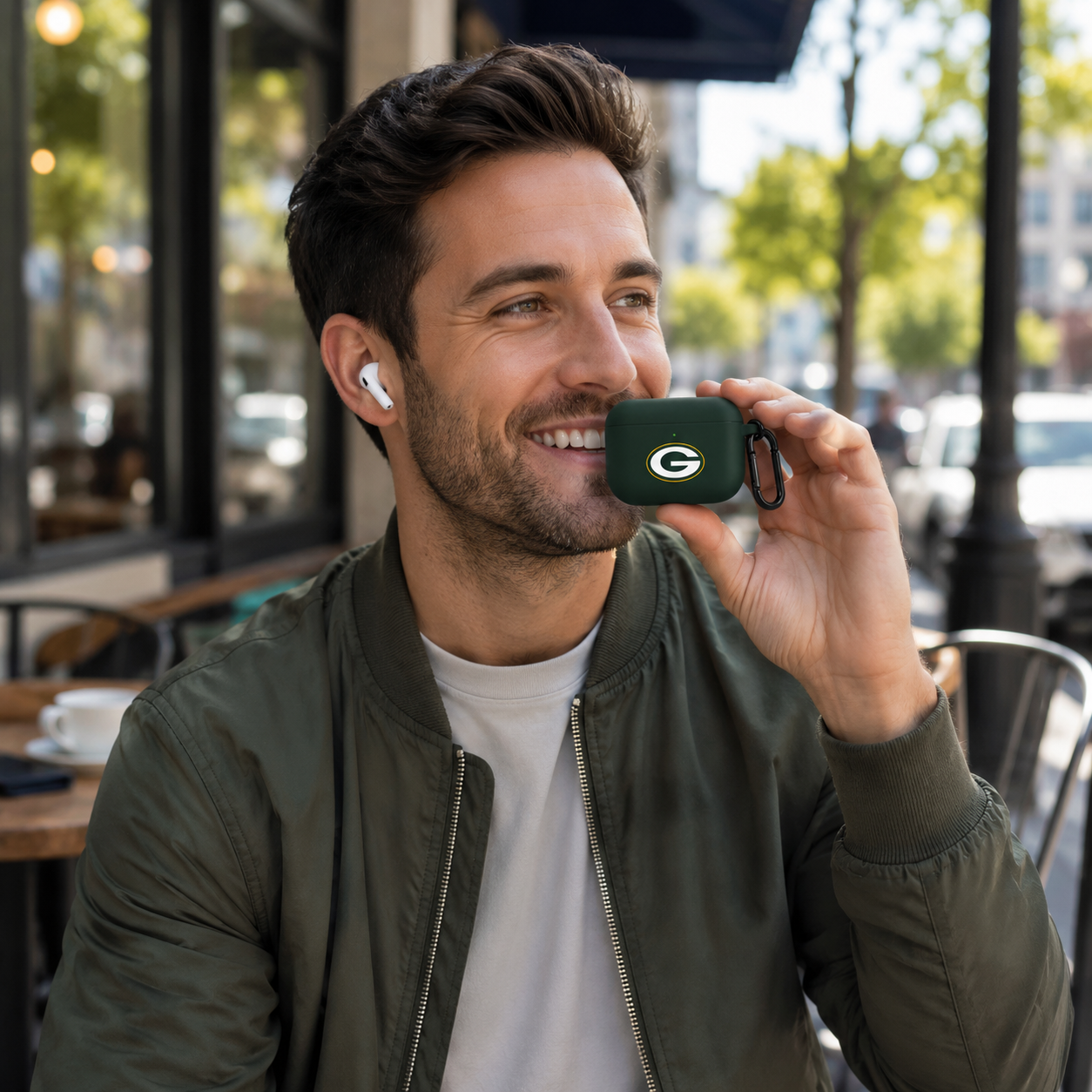 Green Football Fan Earbuds Case