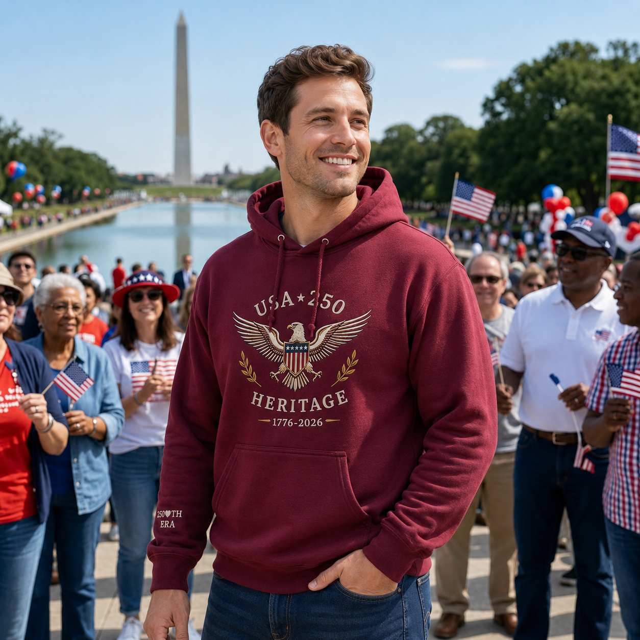 USA 250 Heritage Graphic Shirt, 1776–2026 Patriotic Eagle Tee, Sweatshirt or Hoodie