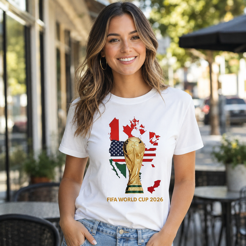 2026 Soccer Tournament Graphic T-Shirt, USA Canada Mexico Map Tee, Unisex Football Fan Shirt