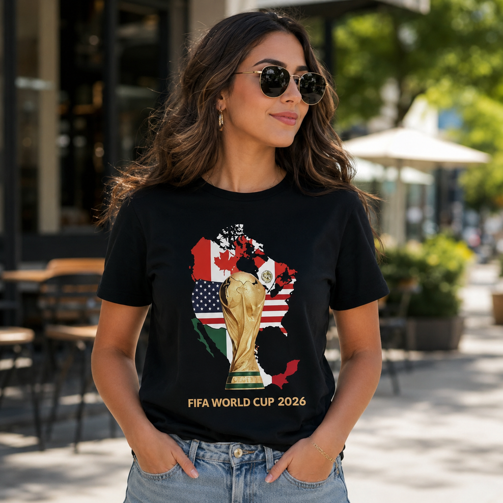 2026 Soccer Tournament Graphic T-Shirt, USA Canada Mexico Map Tee, Unisex Football Fan Shirt