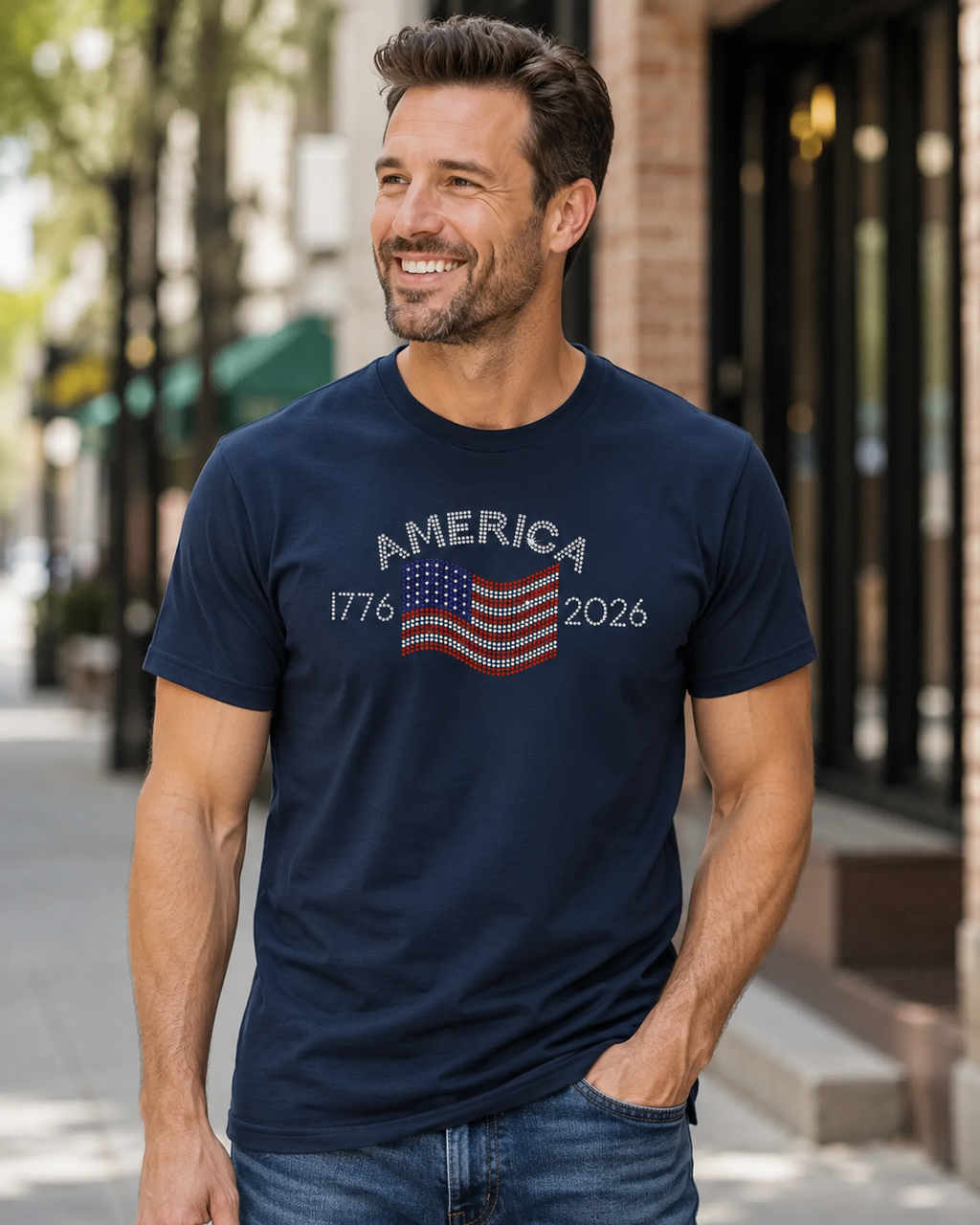 America Patriotic V-Neck T-Shirt, 1776 USA Flag Graphic Tee, Women’s Americana Casual Shirt