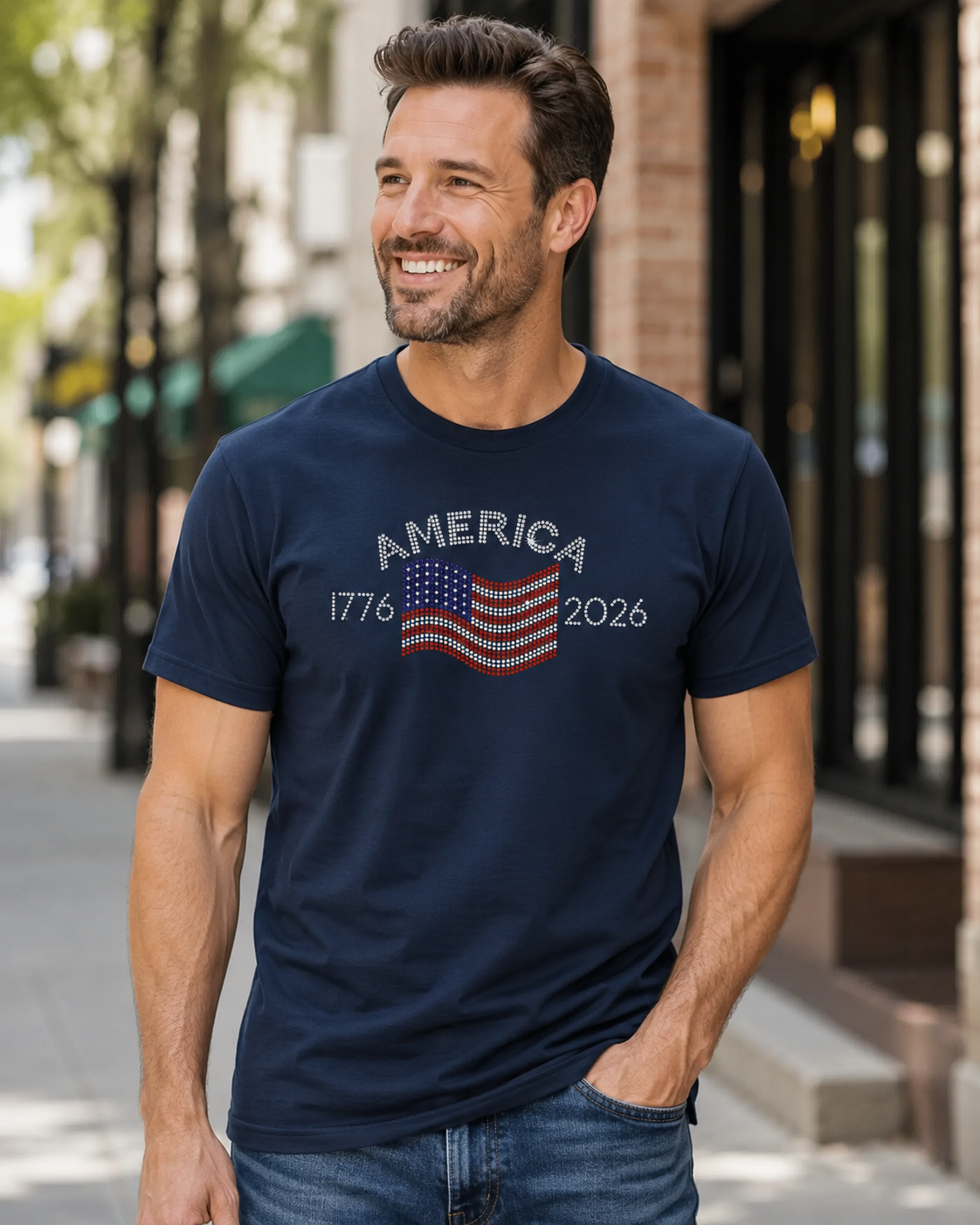 America Patriotic V-Neck T-Shirt, 1776 USA Flag Graphic Tee, Women’s Americana Casual Shirt