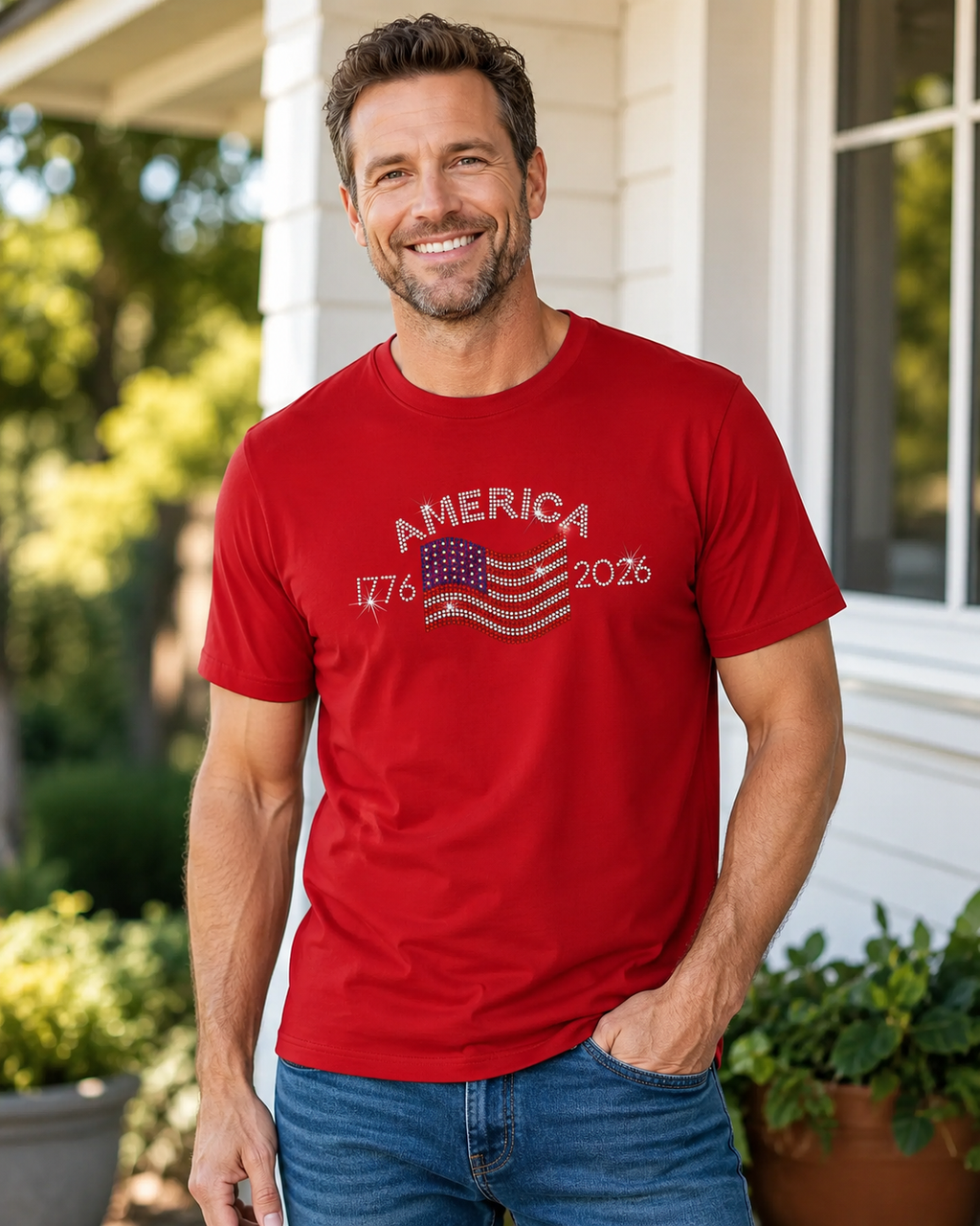 America Patriotic V-Neck T-Shirt, 1776 USA Flag Graphic Tee, Women’s Americana Casual Shirt
