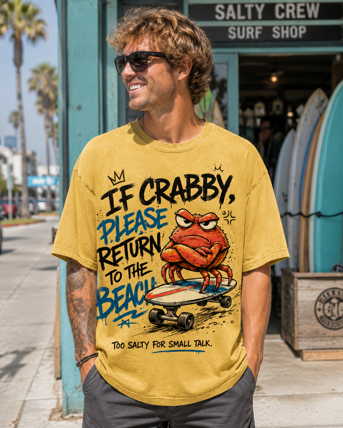 Crab Mode Activated T-Shirt – Natural