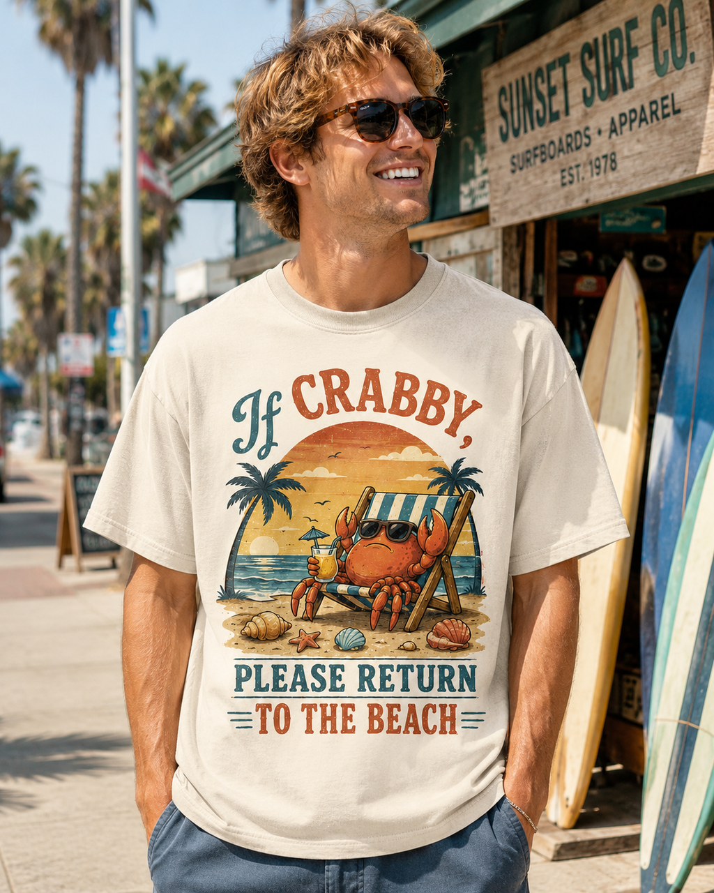 Crabby Sunset Beach Return T-Shirt
