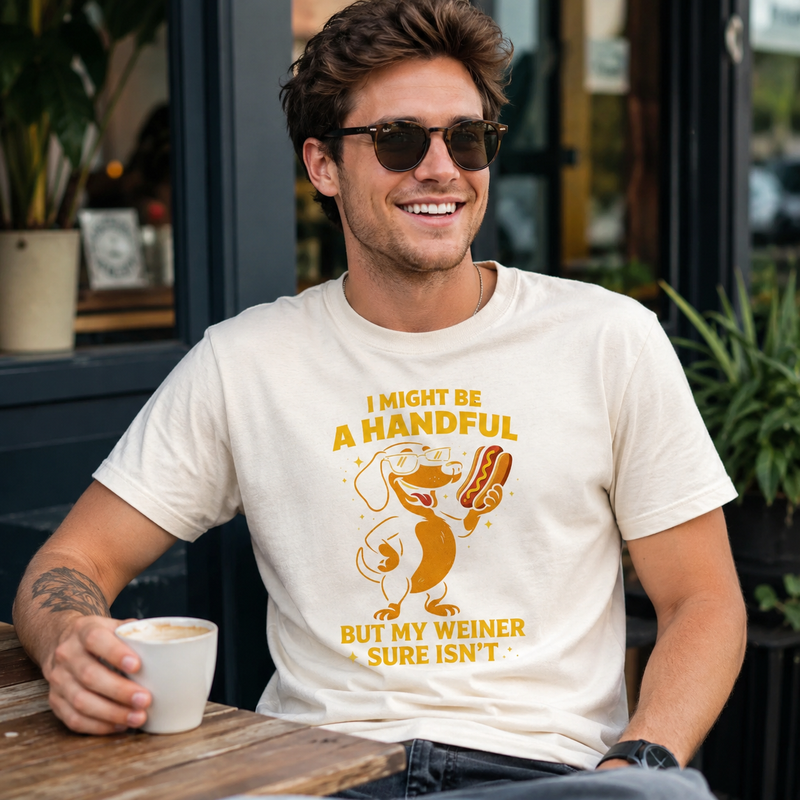 Handful Wiener Dog T-Shirt – Natural