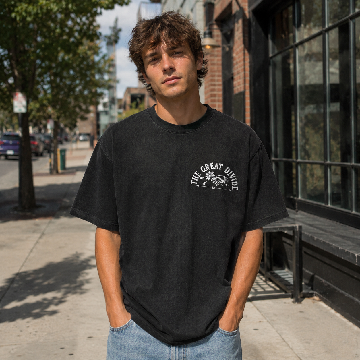The Great Divide Collage T-Shirt – Washed Black