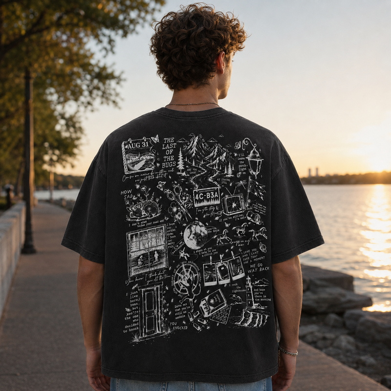 The Great Divide Collage T-Shirt – Washed Black