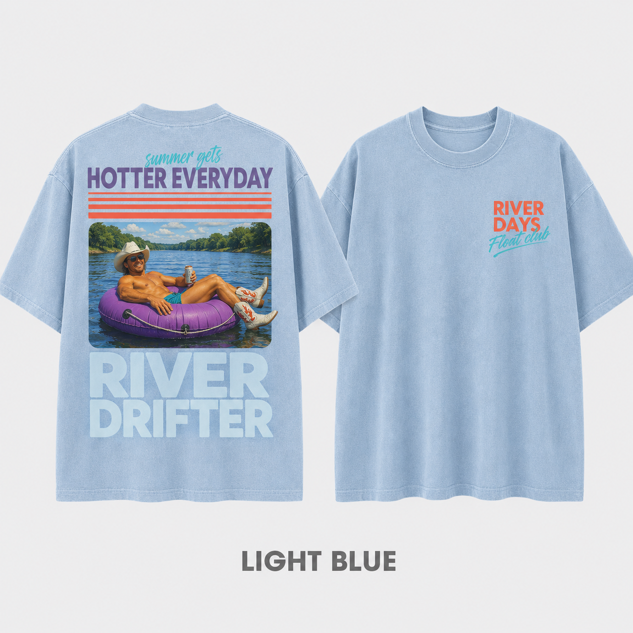 Hoochie Coochie River Float T-Shirt – Washed Blue