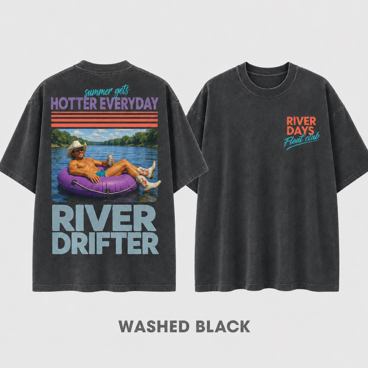 Hoochie Coochie River Float T-Shirt – Washed Blue