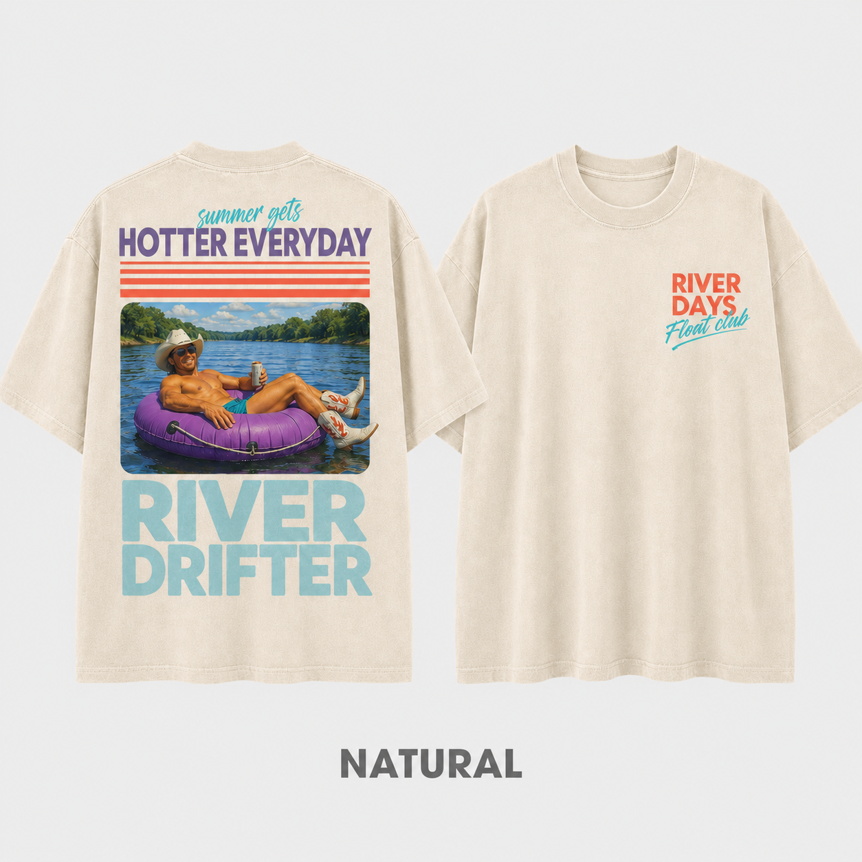 Hoochie Coochie River Float T-Shirt – Washed Blue