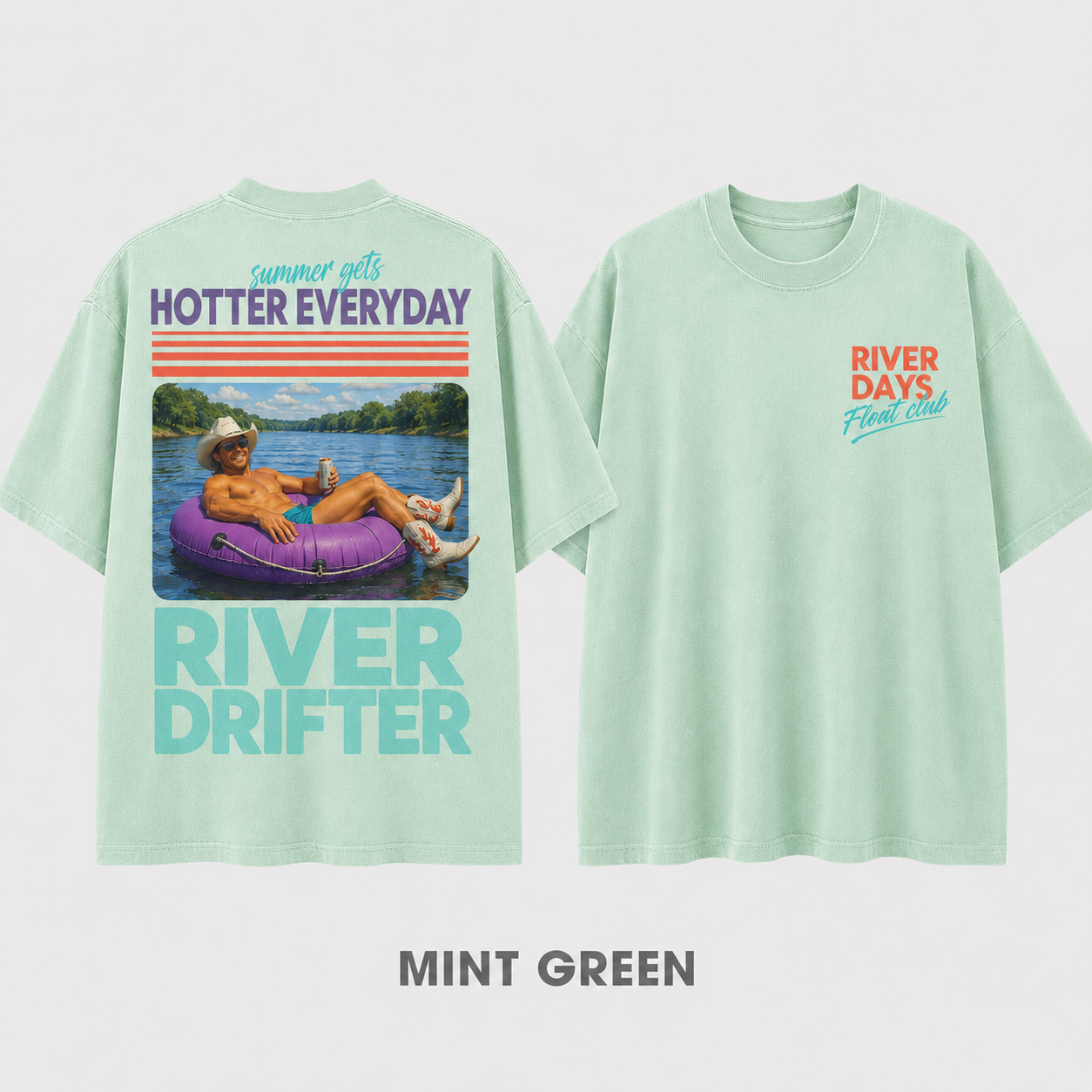 Hoochie Coochie River Float T-Shirt – Washed Blue