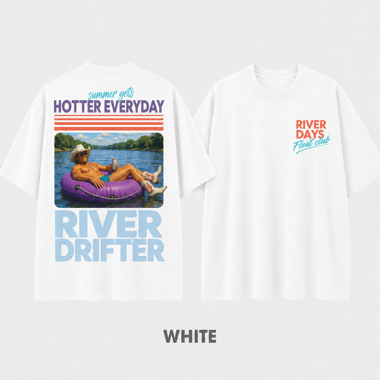 Hoochie Coochie River Float T-Shirt – Washed Blue