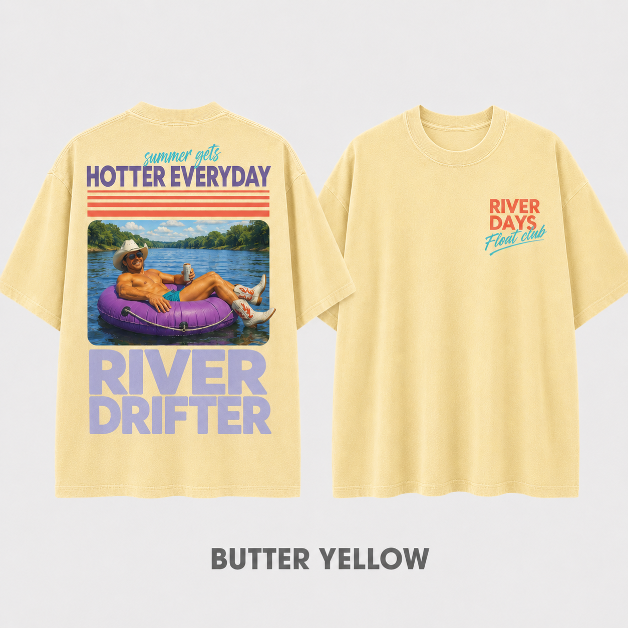 Hoochie Coochie River Float T-Shirt – Washed Blue