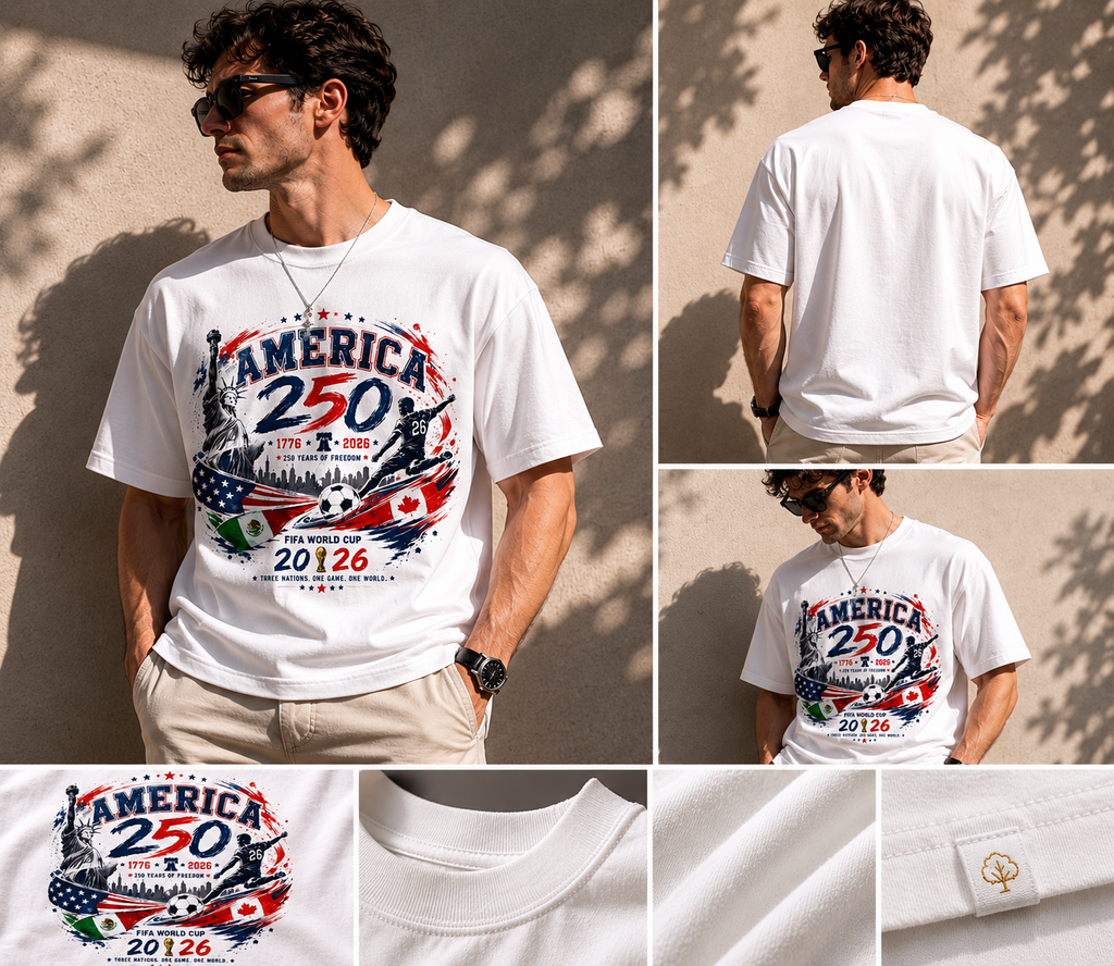 Patriotic Soccer Graphic Tee, 250th Anniversary USA Shirt, American Heritage Sports Tee