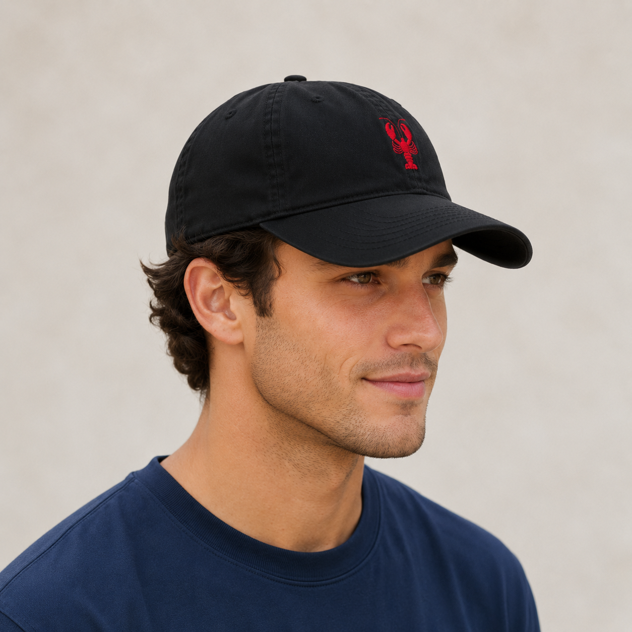 Embroidered Lobster Dad Hat, Coastal Seafood Baseball Cap, Unisex Vintage Washed Summer Hat