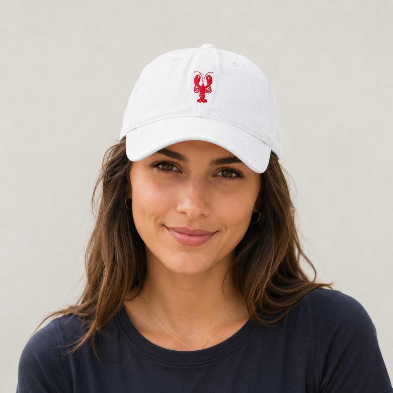 Embroidered Lobster Dad Hat, Coastal Seafood Baseball Cap, Unisex Vintage Washed Summer Hat