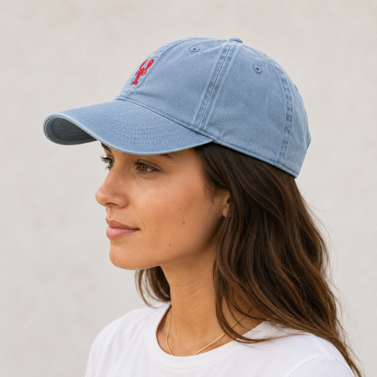 Embroidered Lobster Dad Hat, Coastal Seafood Baseball Cap, Unisex Vintage Washed Summer Hat