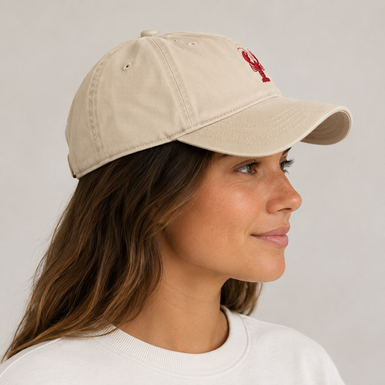 Embroidered Lobster Dad Hat, Coastal Seafood Baseball Cap, Unisex Vintage Washed Summer Hat