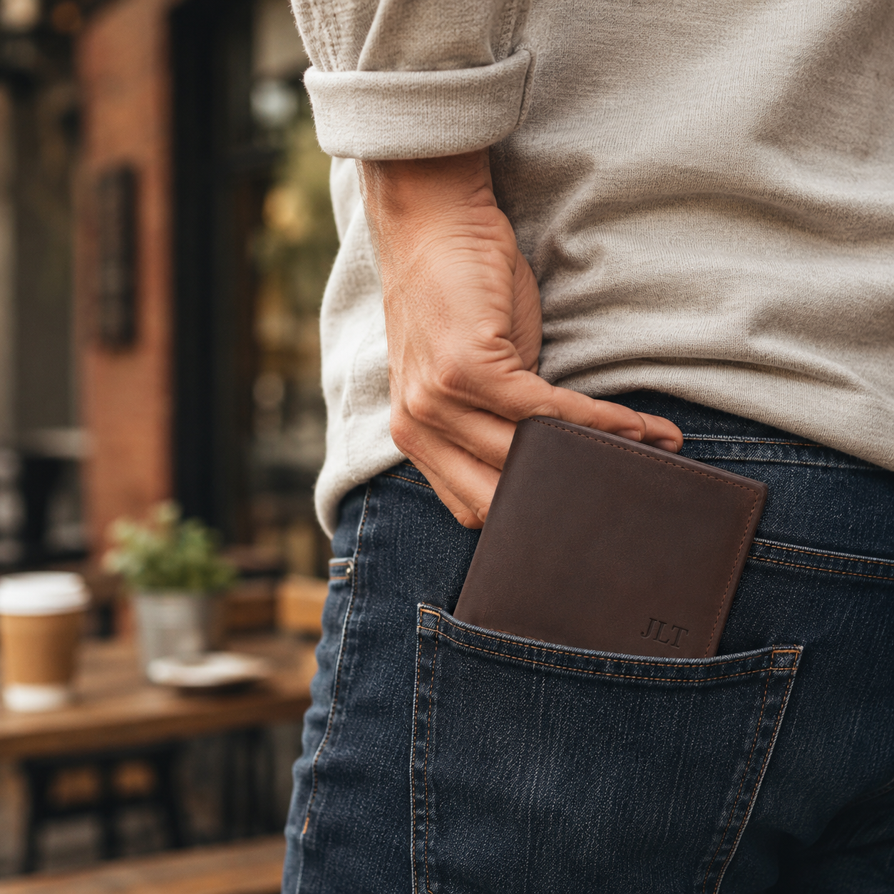 Custom Engraved Full Grain Leather Wallet, Personalized Men’s Photo Wallet, Handmade Bifold Gift for Dad