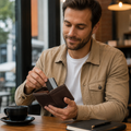 Men’s Zipper Leather Wallet, Bifold Wallet with Removable ID Holder, Multi Card Slot Everyday Wallet
