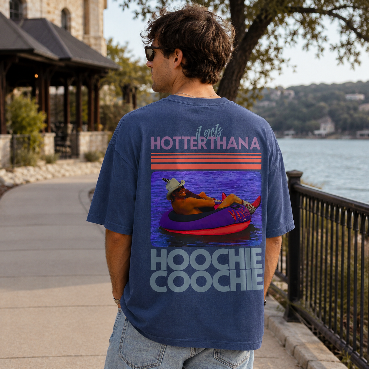 Hoochie Coochie River Float T-Shirt – Washed Blue