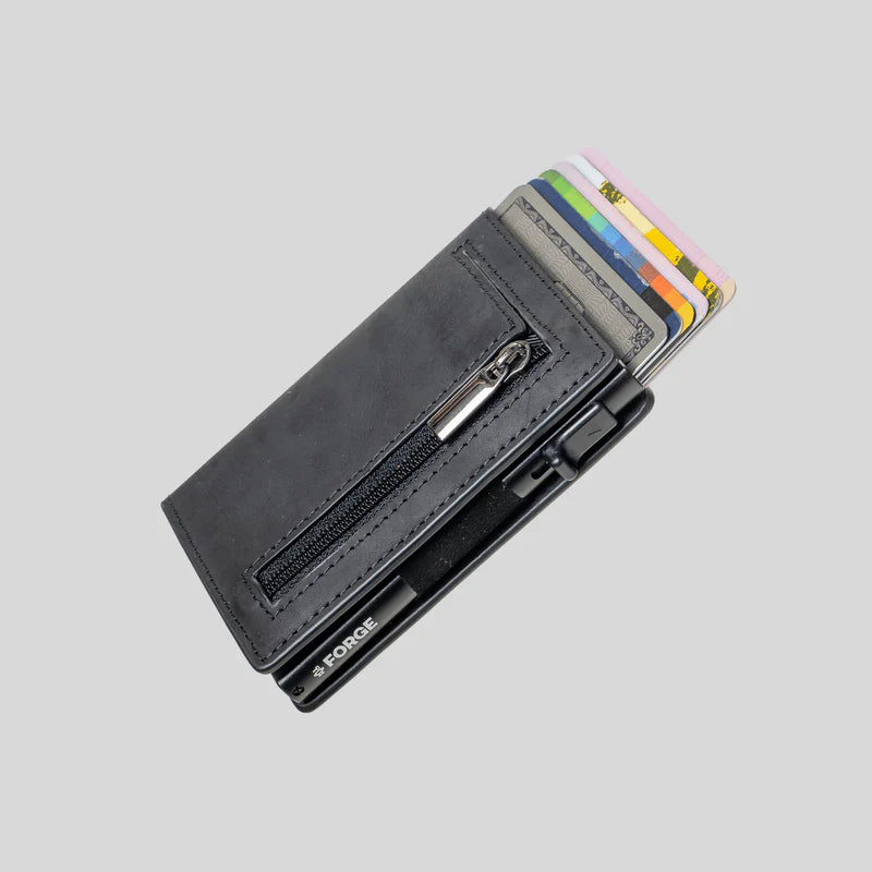 Slim Zipper Leather Wallet, Minimalist Card Holder Wallet, RFID Men’s Everyday Wallet