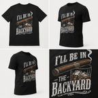 Backyard Lounge Graphic T-Shirt, Cigar Whiskey Tee, Funny Dad Outdoor BBQ Shirt, Casual Men’s Summer Tee
